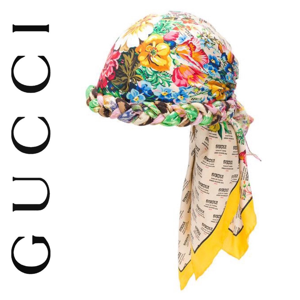 Gucci Invite And Floral Print Silk Turban NWT